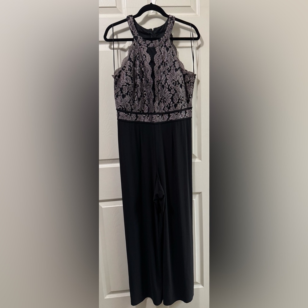 Elegant Black and Gold Lace Jumpsuit